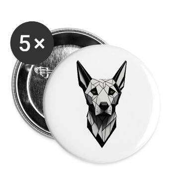 Geometrischer Dobermann Hund - Buttons groß 56 mm (5er Pack) - Weiß - Vorne