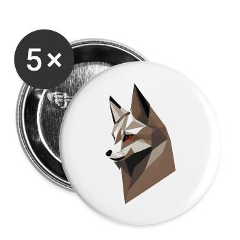 Geometrischer Fuchskopf - Buttons groß 56 mm (5er Pack) - Weiß - Vorne