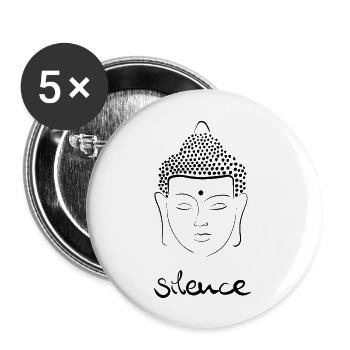 Buddha - silence - Buttons groß 56 mm (5er Pack) - Weiß - Vorne