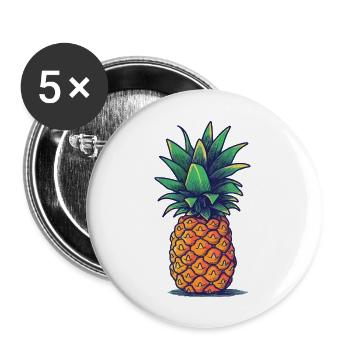 Ananas - Buttons groß 56 mm (5er Pack) - Weiß - Vorne