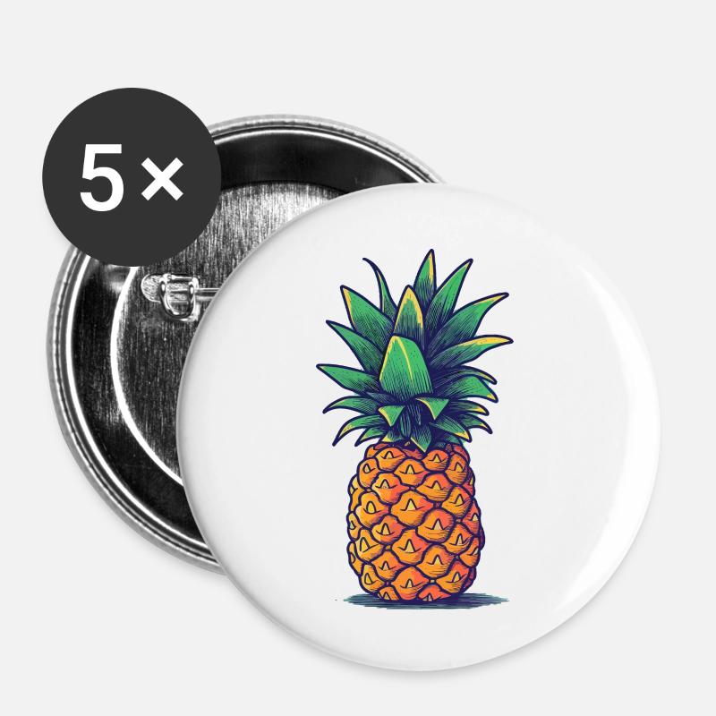 Pineapple - Buttons large 2.2''/56 mm (5-pack) - white