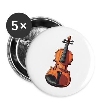 Violine im Comic Stil - Buttons groß 56 mm (5er Pack) - Weiß - Vorne