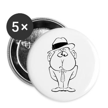 Man in a hat - Buttons large 2.2''/56 mm (5-pack) - white - Front