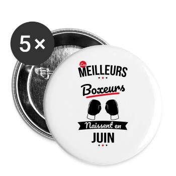 Les meilleurs boxeurs naissent en Juin - Lot de 5 grands badges (56 mm) - blanc - Devant