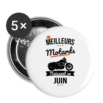 Les meilleurs motards naissent en Juin - Lot de 5 grands badges (56 mm) - blanc - Devant