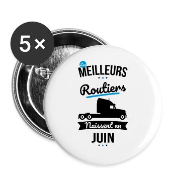 Les meilleurs routiers naissent en Juin - Lot de 5 grands badges (56 mm) - blanc - Devant