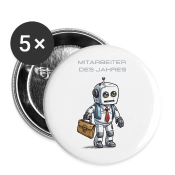 KI als Mitarbeiter des Jahres - Buttons groß 56 mm (5er Pack) - Weiß - Vorne