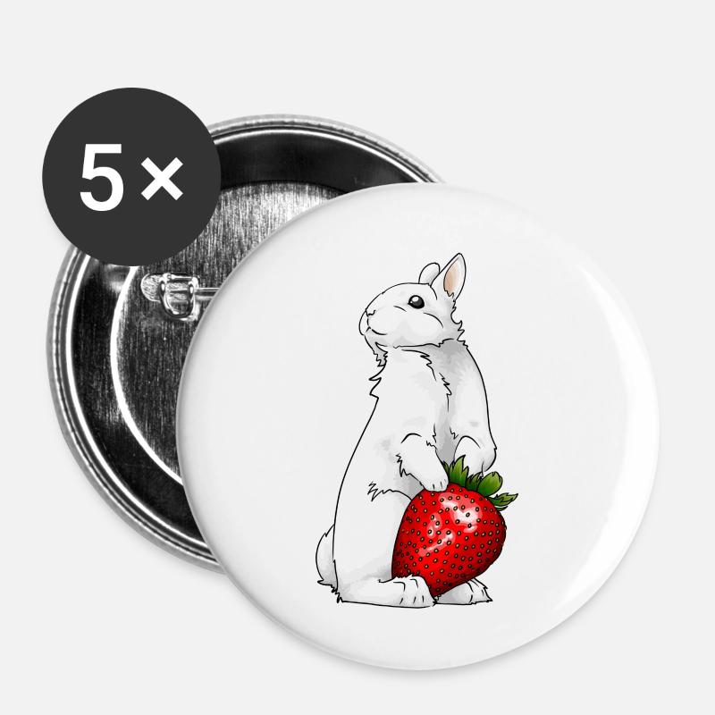 White Bunny - Buttons groß 56 mm (5er Pack) - Weiß
