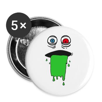 Schleimmonster - Buttons groß 56 mm (5er Pack) - Weiß - Vorne