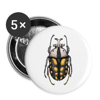 Big Beetle Stag - giant beetle deer - Buttons large 2.2''/56 mm (5-pack) - white - Front