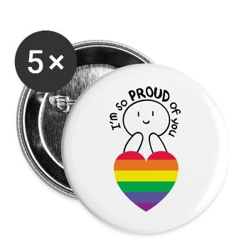 LGBT Pride Month Rainbow Love-ich bin so stolz auf dich - Buttons groß 56 mm (5er Pack) - Weiß - Vorne