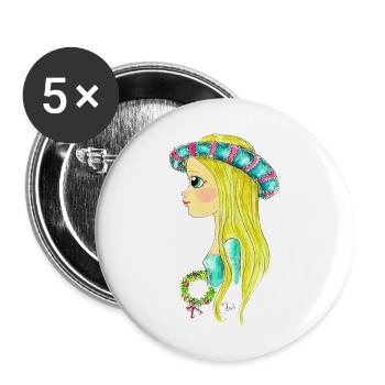 Edeldame7 - Buttons groß 56 mm (5er Pack) - Weiß - Vorne
