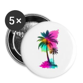 Palmiers - Lot de 5 grands badges (56 mm) - blanc - Devant