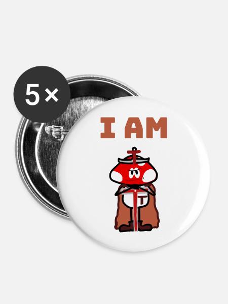 I am T! - Buttons groß 56 mm (5er Pack) - Weiß