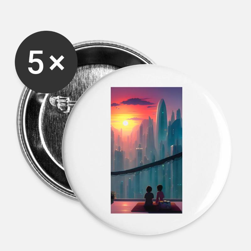 Cosmic reflection - Buttons large 2.2''/56 mm (5-pack) - white