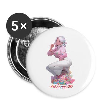 Sweet Dreams - Buttons groß 56 mm (5er Pack) - Weiß - Vorne