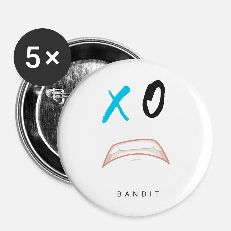 XO Turquoise Bandit - Lot de 5 grands badges (56 mm) - blanc