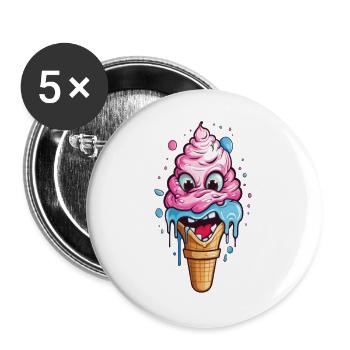 Verspieltes Eistopping-Motiv für Kinder - Buttons groß 56 mm (5er Pack) - Weiß - Vorne