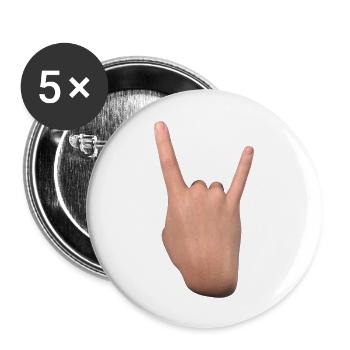 Zeichen der Hörner (hinten) - Buttons groß 56 mm (5er Pack) - Weiß - Vorne