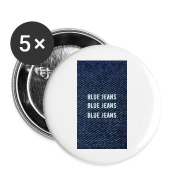Blue Denim Vintage Typography Clothing Fashion - Buttons groß 56 mm (5er Pack) - Weiß - Vorne