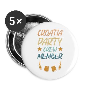 Croatie Party Crew - Lot de 5 grands badges (56 mm) - blanc - Devant