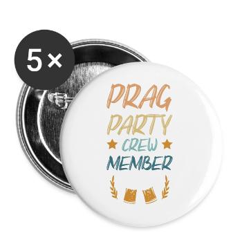 Prag Party Crew - Buttons groß 56 mm (5er Pack) - Weiß - Vorne