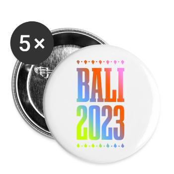 Bali 2023 - Lot de 5 grands badges (56 mm) - blanc - Devant