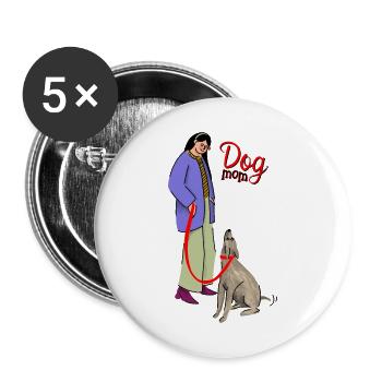 Hund - Buttons groß 56 mm (5er Pack) - Weiß - Vorne