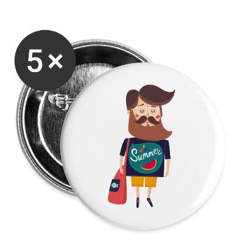Sommer - Buttons groß 56 mm (5er Pack) - Weiß - Vorne