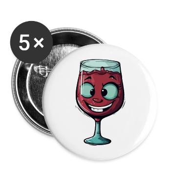 Happy glass of wine - Buttons large 2.2''/56 mm (5-pack) - white - Front