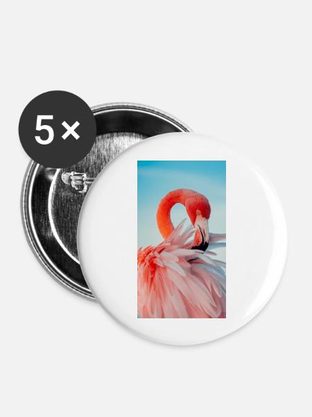 Flamingo Kollektion - Buttons groß 56 mm (5er Pack) - Weiß