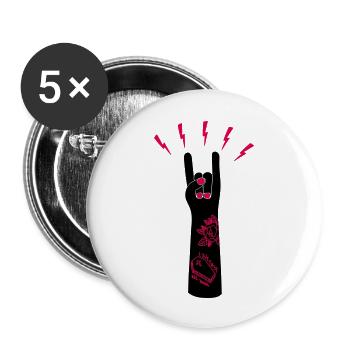 Rock 'n' Roll - Lot de 5 grands badges (56 mm) - blanc - Devant