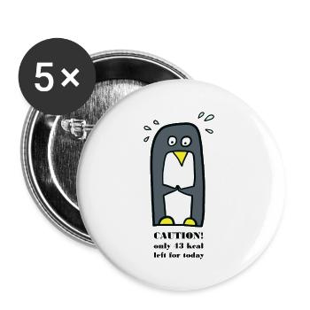 Pinguin auf Diät - Buttons groß 56 mm (5er Pack) - Weiß - Vorne