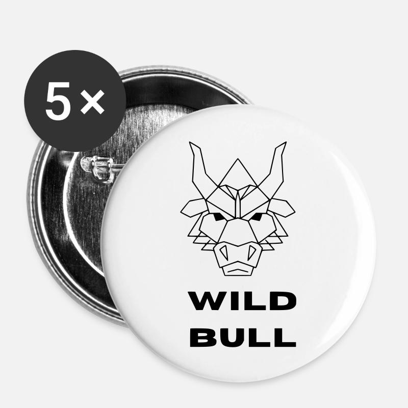 Wild Bull 2 - Buttons large 2.2''/56 mm (5-pack) - white