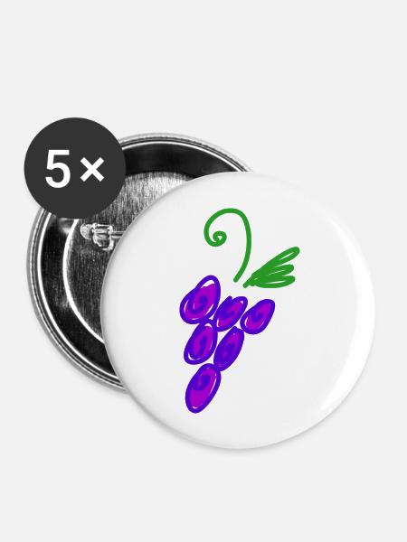 Weintraube - Buttons groß 56 mm (5er Pack) - Weiß