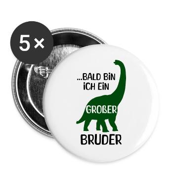 Geschwister Bruderherz Dino Stolzer Großer Bruder - Buttons groß 56 mm (5er Pack) - Weiß - Vorne