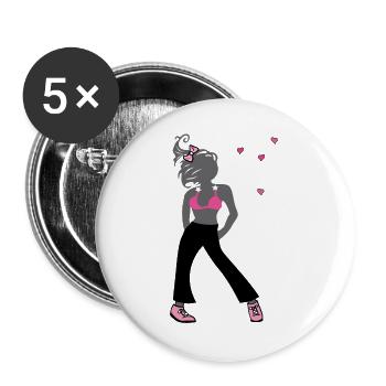 Junges Mädchen - Buttons groß 56 mm (5er Pack) - Weiß - Vorne
