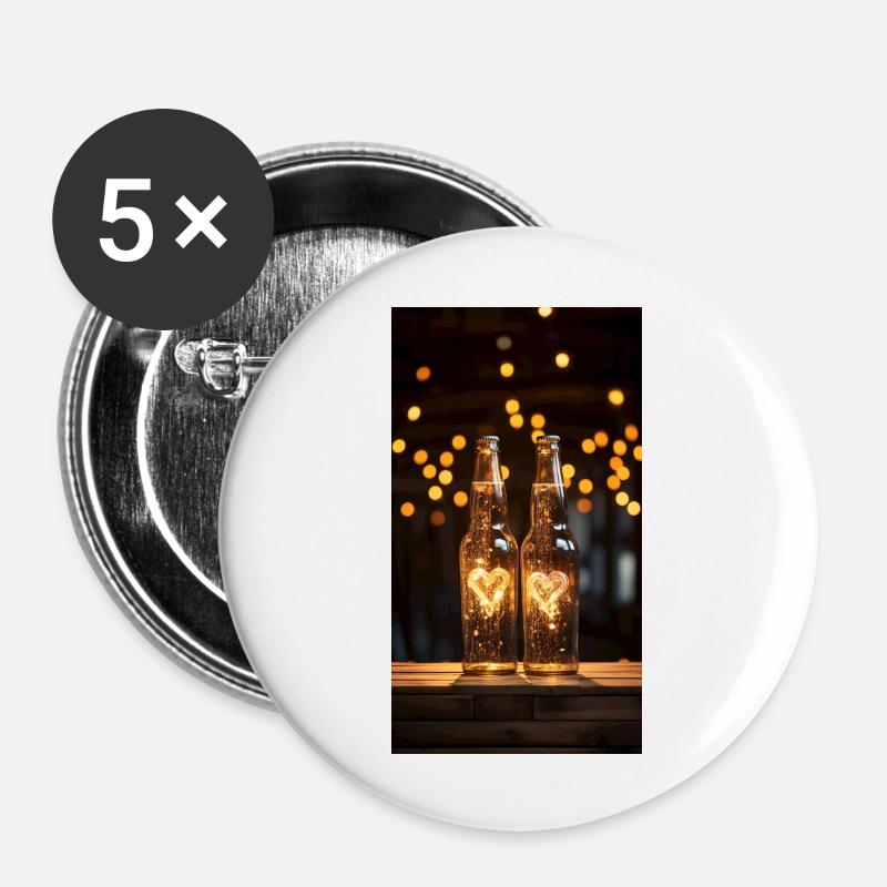 Bierliebe - Buttons groß 56 mm (5er Pack) - Weiß