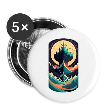 Kingdom of Waves - Buttons large 2.2''/56 mm (5-pack) - white - Front