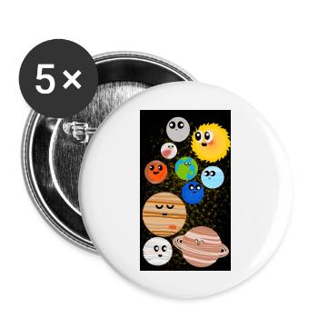 Cute Planets - Buttons groß 56 mm (5er Pack) - Weiß - Vorne