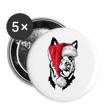 Père Noël Australian Cattle Dog Christmas Dogs - Lot de 5 grands badges (56 mm) - blanc - Devant