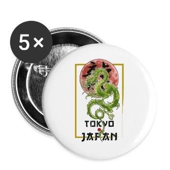Shenlong, Tokio, Japan - Buttons groß 56 mm (5er Pack) - Weiß - Vorne