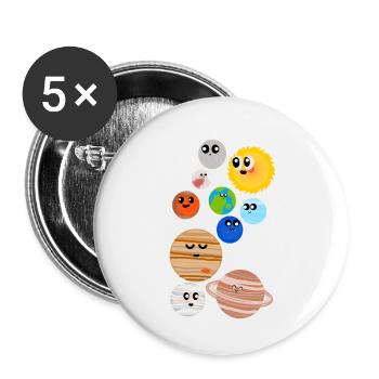 Cute Planets - Buttons groß 56 mm (5er Pack) - Weiß - Vorne
