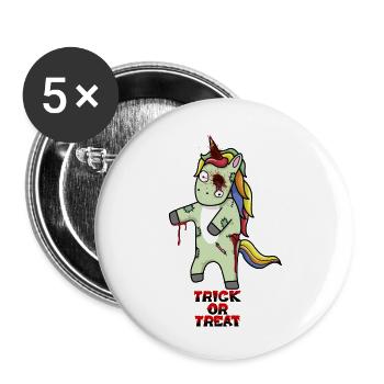 Halloween Trick or Treat Licorne Einhorn - Lot de 5 grands badges (56 mm) - blanc - Devant