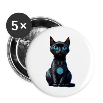 Chat de la Lune - Lot de 5 grands badges (56 mm) - blanc - Devant
