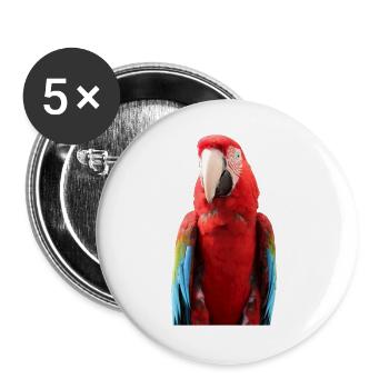 T-shirt perroquets Cadeau - Lot de 5 grands badges (56 mm) - blanc - Devant