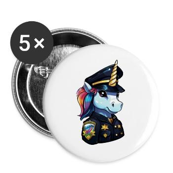 Unicorn Police - Buttons large 2.2''/56 mm (5-pack) - white - Front
