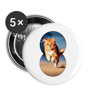 Chat en cours d’exécution 7 - Lot de 5 grands badges (56 mm) - blanc - Devant