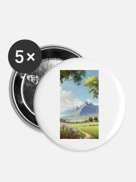 Landschaft - Buttons groß 56 mm (5er Pack) - Weiß