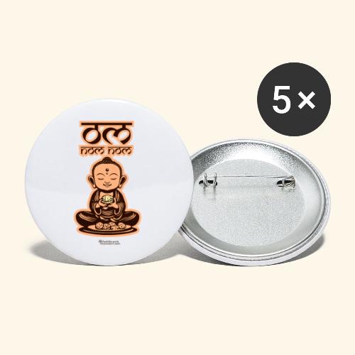 Om Nom Nom Buddha mit Keks - Buttons groß 56 mm (5er Pack)
